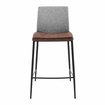 HOMEROOTS Faux Leather & Fabric Counter Stools Light Brown - Set of 2 400577
